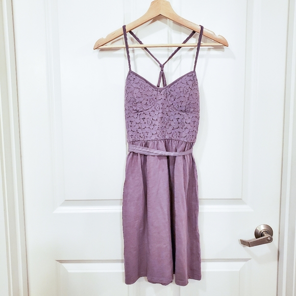American Eagle Outfitters Dresses & Skirts - AEO Purple Floral Lace Smocked Mini Dress